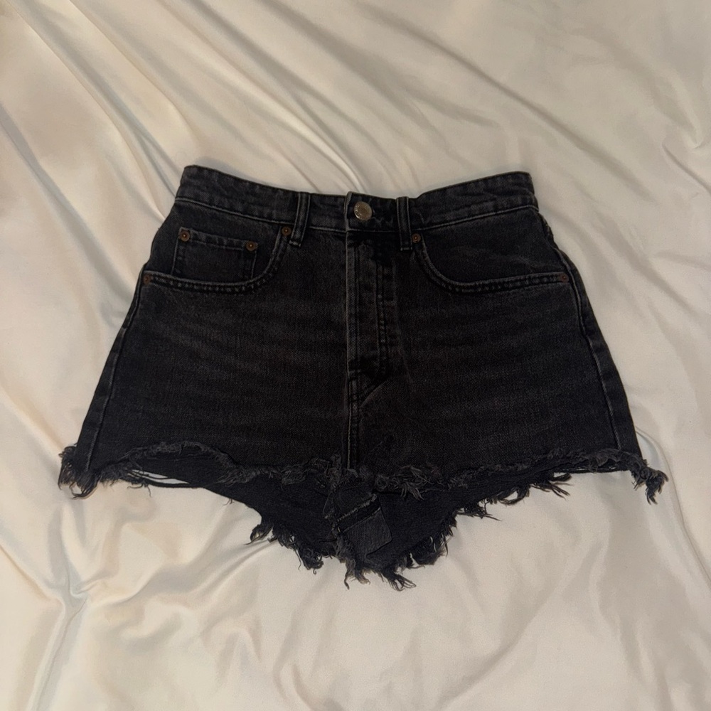 Zara Black High Waisted Denim Shorts